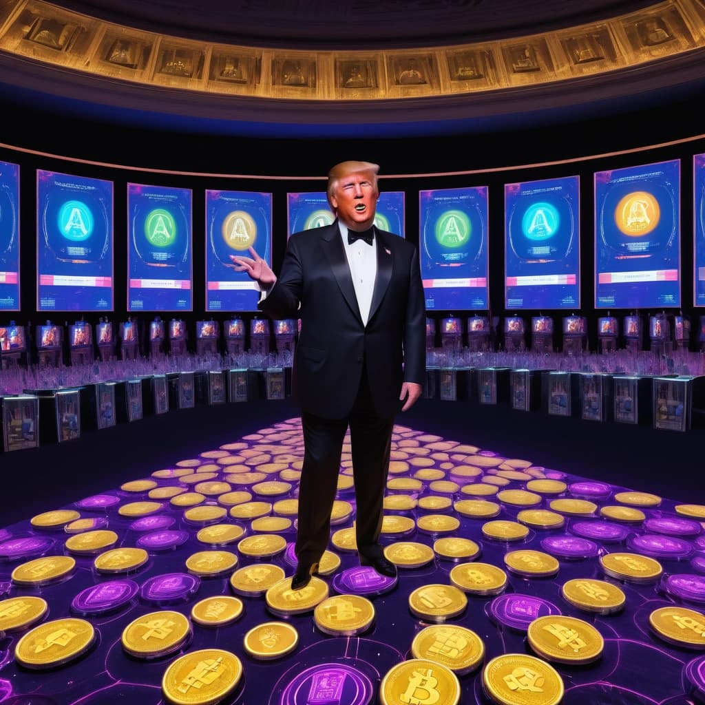 Representación artística de «Acceso VIP a la gala de criptomonedas meme de Trump: una caída del 90% en el precio» en el contexto de Mercados.