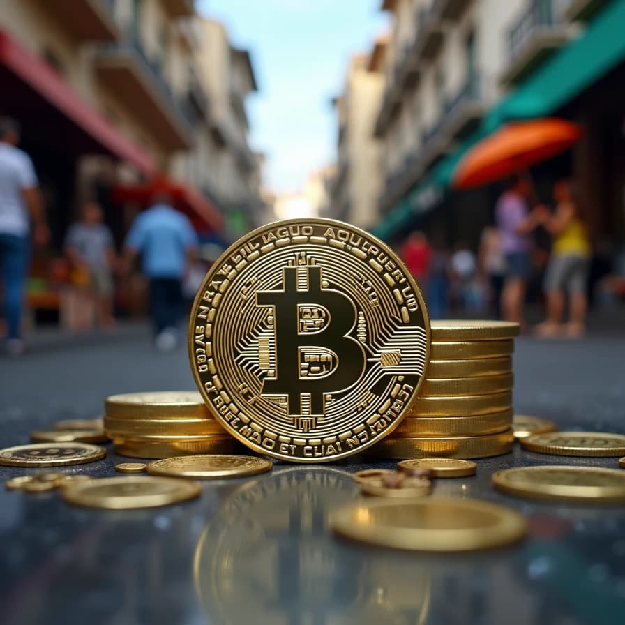 Bitcoin se materializa en una moneda dorada, reflejando su creciente adopción como estrategia de resguardo financiero en mercados como el argentino.