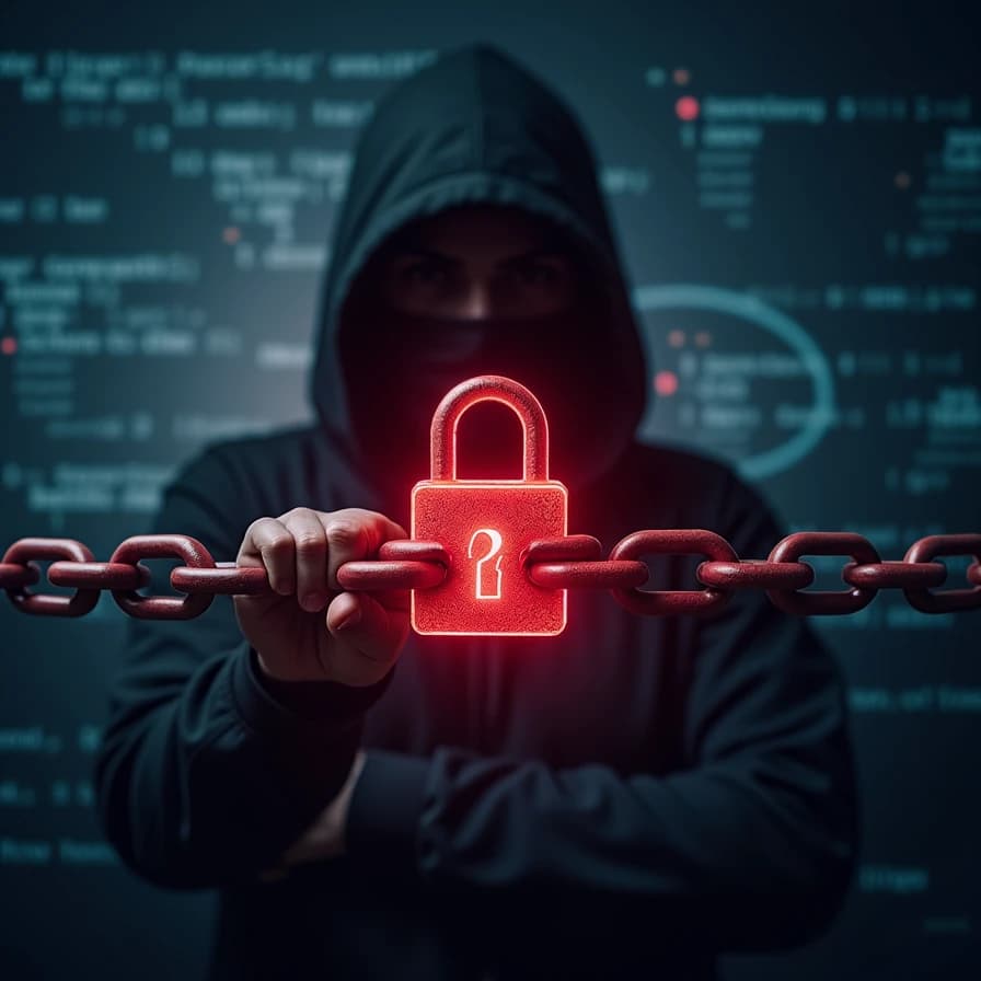 Representación visual de una vulnerabilidad de ciberseguridad, con un candado rojo simbolizando un sistema comprometido, en el contexto de la falla crítica que afecta a sitios WordPress.