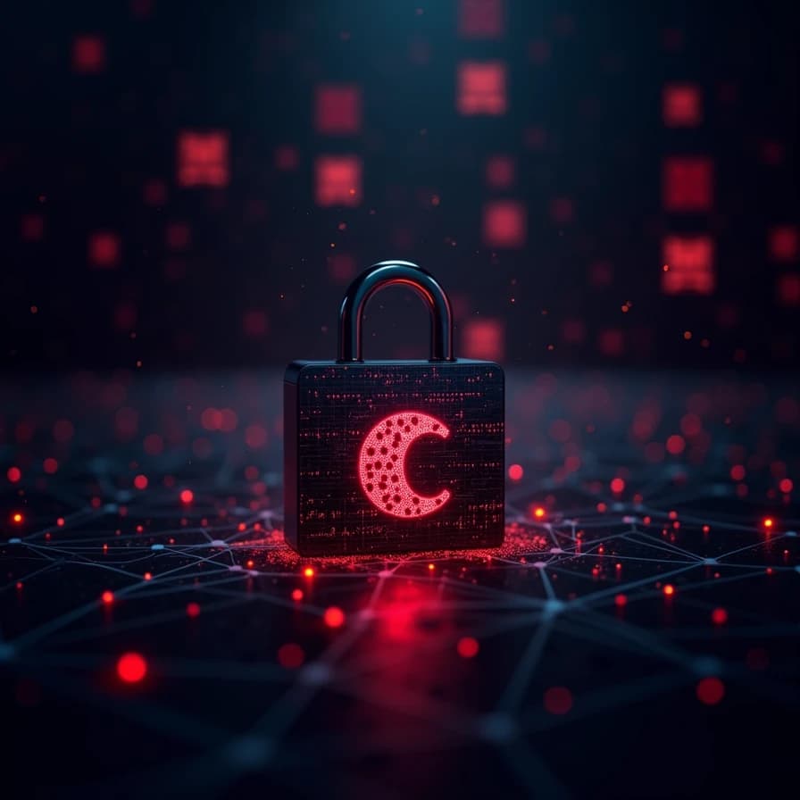 Un candado digital con el logo de CrowdStrike, simbolizando la vulnerabilidad crítica detectada en los sistemas LogScale de la empresa.