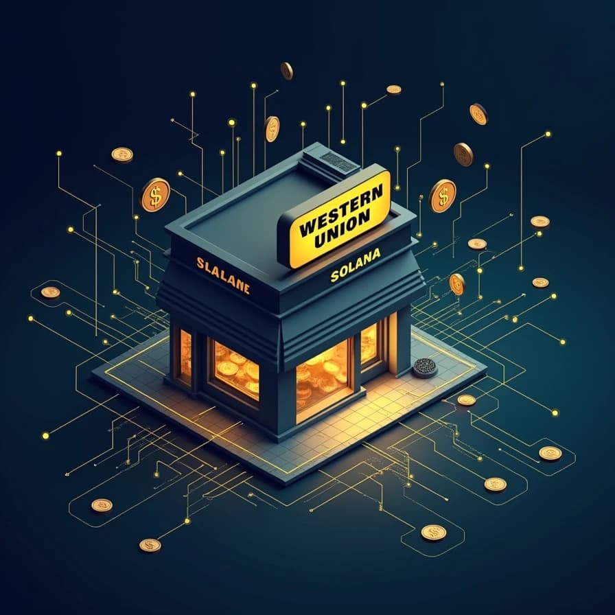 Ilustración relacionada con la actualidad de Criptomonedas: «Western Union capitaliza la estabilidad de Solana en su incursión stablecoin».